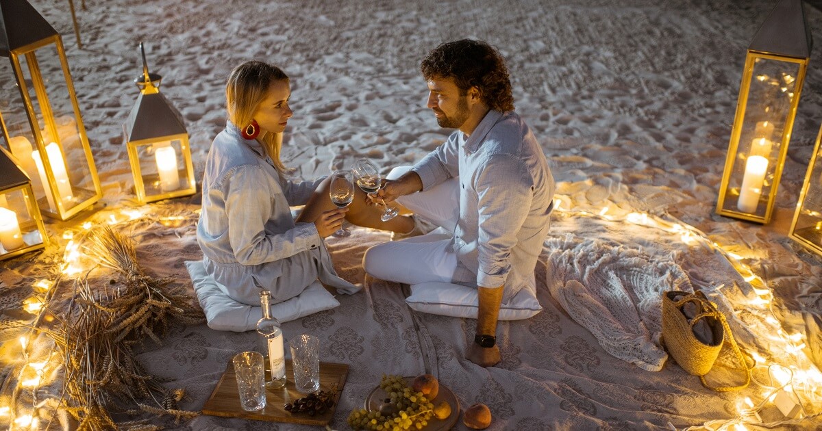 Jantar romantico praia